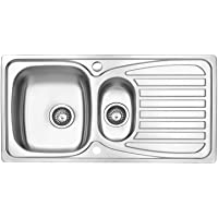 JASS FERRY Fregadero de cocina- acero inoxidable- 1-5 senos- reversible- con trampilla para residuos- tuberías y clips…